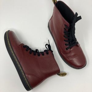 Dr. Martens AirWair Leather Lace-up Boots Burgundy Size 7